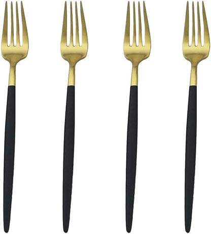 Black Gold Flatware, Royal 4 Piece Matte Black Handle 18/10 Stainless Steel by Unknown