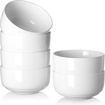 DOWAN White Ceramic Bowls Set of 6, 20 oz Ceramic Cereal Bowls, Everyday Cereal - Image 9