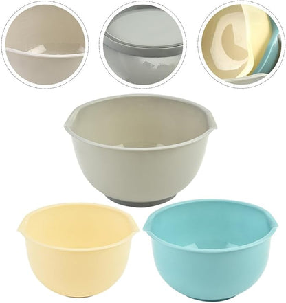 TOYANDONA Kitchen Mixing Bowls Set of 3 Plastic Reusable Salad and Food Bowls Stackable for Meal Prep and Salad Mixing Random Color