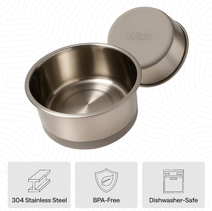 GORILLA GRIP Dog Bowls, Food Grade 304 Stainless Steel, Holds 4 Cups Each Food - Image 6