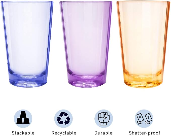 Unbreakable Drinking Glasses, Juice Glasses 5 Oz Plastic Tumblers Cups Set of 6 - Image 2