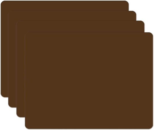 Silicone Placemats, Food-Grade Non-Slip Waterproof, Dining, Stain Resistant, Countertop Protector, Kitchen Counter Mat, Heat Resistant, Baking mat Dishwasher Safe (15.7x11.8Inch-4pack, Coffee)