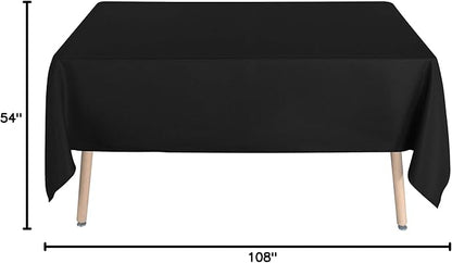 sancua Rectangle Tablecloth - 54 x 108 Inch - Stain and Wrinkle Resistant Washable Polyester Table Cloth, Decorative Fabric Table Cover for Dining Tables, Buffet Parties and Camping, Black