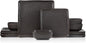 Stone Lain Jonny Stoneware 12 Piece Dinnerware Set, Home Kitchen Modern Square Dish Set with Dinner Plates, Salad Plates, & Bowls, Brown