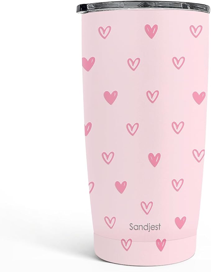 SANDJEST Heart Tumbler 20oz, Stainless Steel Travel Cup by SANDJEST