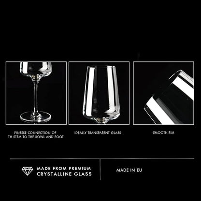 Krosno White and Sparkling Large Wine Glasses Drinking | 4 Pieces Set 13.5 fl oz | Infinity Collection | Elegant | Cocktail Crystal Set Wedding Gift | Lead-Free Glass | Homes, Restaurants & Kitchen
