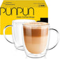PunPun Coffee Cups Clear12.9OZ. 380ml Coffee Mugs, Espresso Cups, Double Wall by PunPun