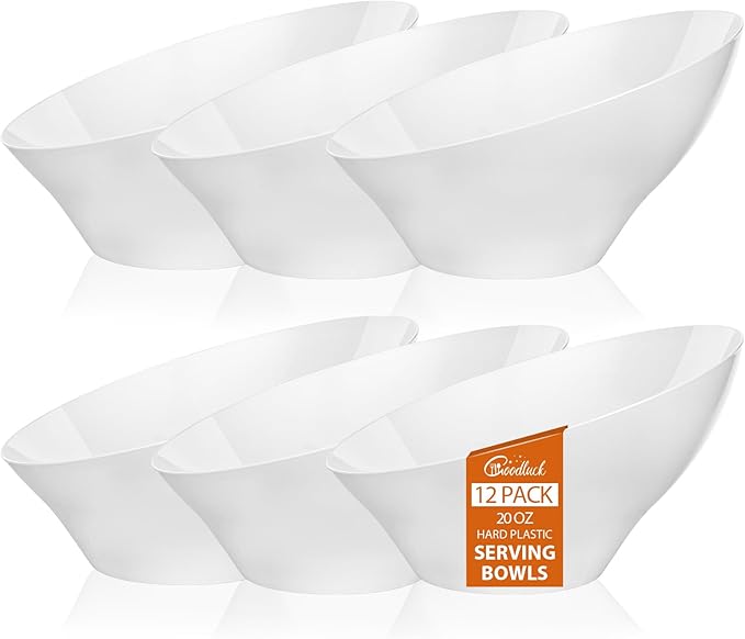 12 Pack white Plastic Serving Bowls by GoodLuck