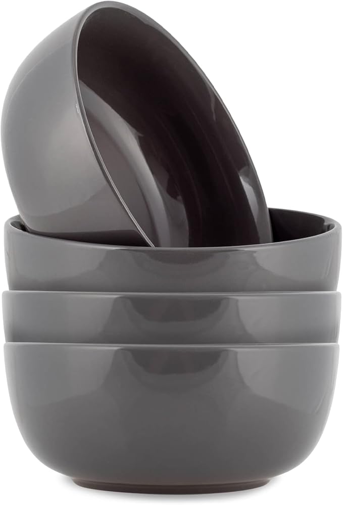 Elanze Designs Bistro Glossy Ceramic 6.5 inch Dinnerware Bowls Set of 4 by ElanzeDesigns