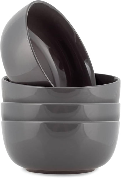 Elanze Designs Bistro Glossy Ceramic 6.5 inch Dinnerware Bowls Set of 4 by ElanzeDesigns
