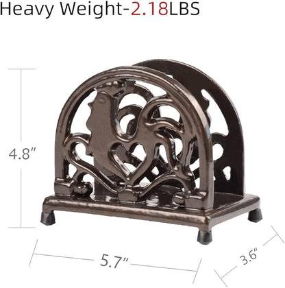 Vintage Metal Napkin Holder, Heavy Cast Iron Napkin Holder Organizer for Kitchen Restaurant Home Décor, Coffee Gold