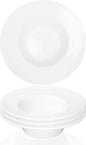 Soup Bowl Soup Plates with Rim 12 oz, Pasta Bowl Set of 4, White Shallow Bowl Plate, Ceramic Wide Rimmed Soup Bowl, Best choice for high-end restaurants, hotels, and foodies, 9 Inch