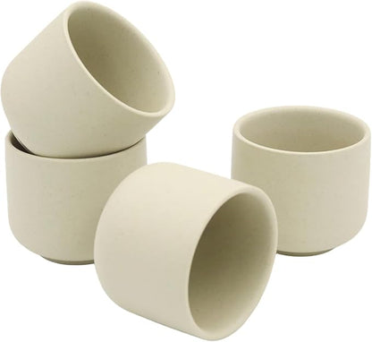 Ceramic Teacups Set of 4, 3oz Handleless Kung Fu Cup by Unknown