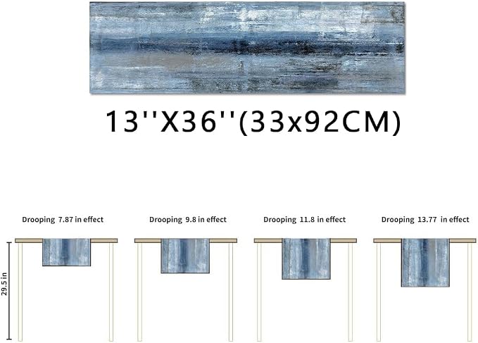 Blue Grey Table Runners Modern Art Farmhouse Linen Table Runners Dresser - Image 7