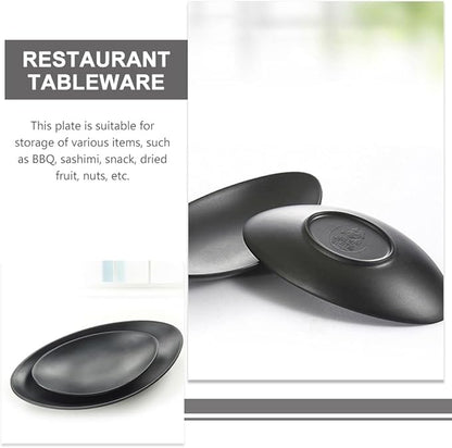 2Pcs Black Melamine Decorative Food Plates for Sushi and Dessert Wear-resistant Japanese-style Serving Trays for Parties Restaurants and Family Gatherings