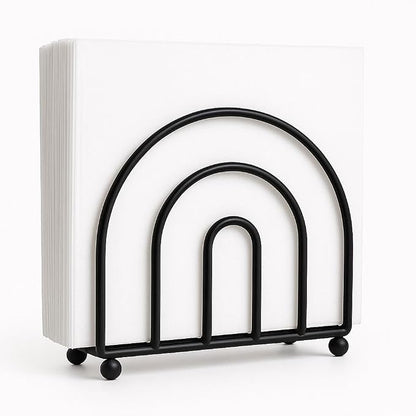 Napkin Holder for Table Countertop, Modern Decorative Sturdy Iron Black Metal by DIVINEGLANCE