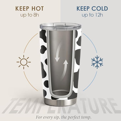SANDJEST Cow Print Tumbler 20oz Stainless Steel Insulated, Travel Coffee Cup - Image 3
