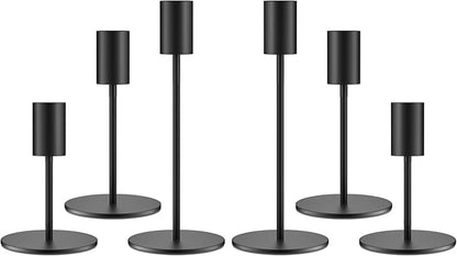 Set of 6 Black Taper Candle Holders Candlestick Holders, Decor Candle Stick Candle Holder for Table or Mantel Centerpiece, Wedding, Dinning, Party Home Decor