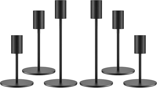 Set of 6 Black Taper Candle Holders Candlestick Holders, Decor Candle Stick Candle Holder for Table or Mantel Centerpiece, Wedding, Dinning, Party Home Decor