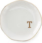 Initials Ring Dish Jewery Tray with Personalized T-Monogrammed Gifts Wedding Engagement for Women Friends Sister Teacher,Ceramic White