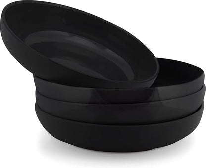 Elanze Designs Bistro Glossy Ceramic 8.5 inch Shallow Pasta Dinner Bowls Set of by ElanzeDesigns