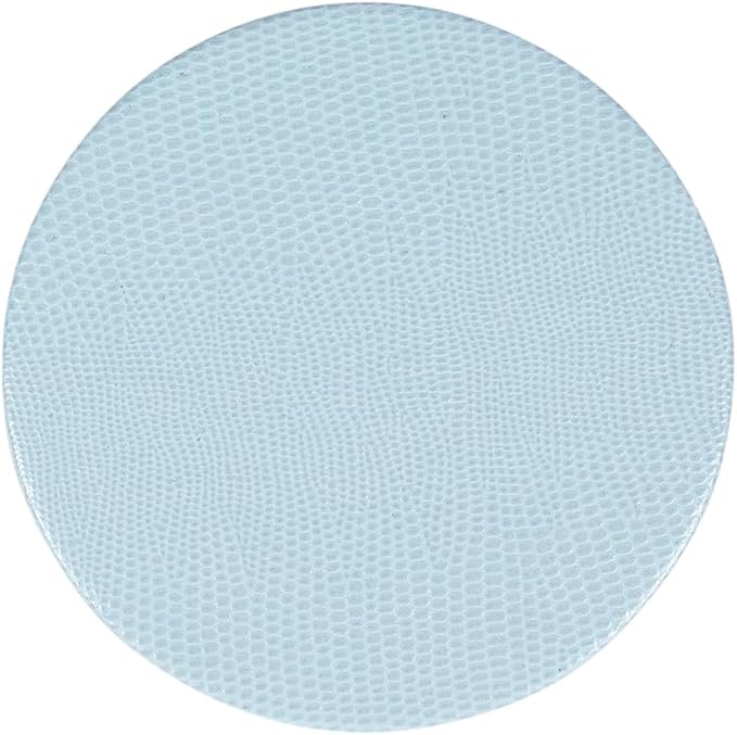 Caspari Soft Aqua Lizard Round Coasters – 4” Decorative Faux Leather Coasters by Caspari