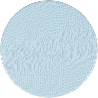 Caspari Soft Aqua Lizard Round Coasters – 4” Decorative Faux Leather Coasters by Caspari