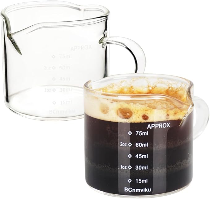 BCnmviku 2 Pack Double Spouts Measuring Triple Pitcher Milk Cup 75ML Espresso by BCnmviku