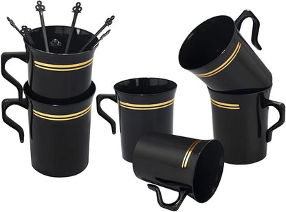 Nervure 60 Pack Black Plastic Coffee Mugs - Image 3