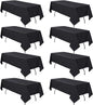 8 Pack Black Tablecloths 60 x 84 Inch Rectangular Table Cloth for 4 Foot Rectangle Tables, Wrinkle Resistant Washable Rectangle Fabric Table Covers for Wedding Party Banquet Buffet and Camping