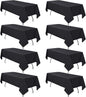 8 Pack Black Tablecloth 60 x 126 Inch Rectangular Table Cloth for 8 Foot Rectangle Tables, Wrinkle Resistant Washable Polyester Fabric Table Covers for Wedding Party Banquet Buffet