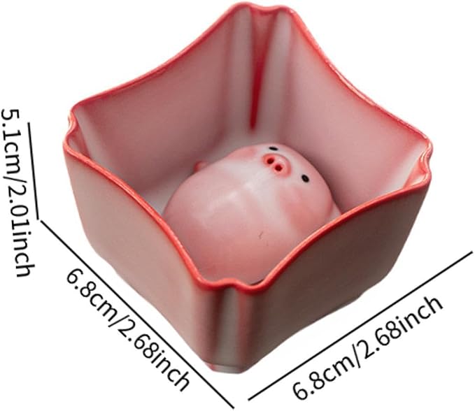 Ceramic Tea Cup and Piggy Miniature Figurine Traditional Porcelain Teacup - Image 3