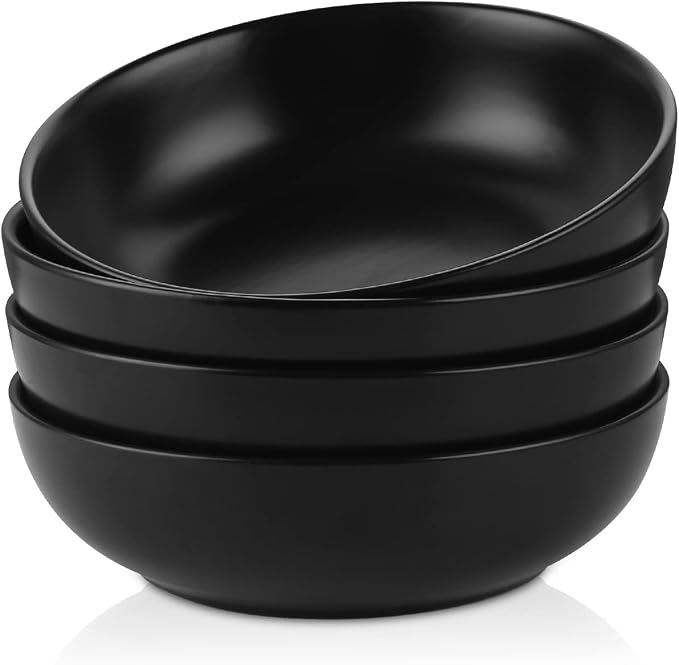Selamica Ceramic Pasta Bowls Set of 4, Stackable Serving Bowl, Microwave by Selamica