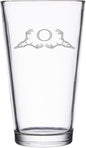 Hat Shark Deer Skull Letter Monogram Pint Beer Glass, 16 oz, Clear, A-Z Initials (1, Letter O)