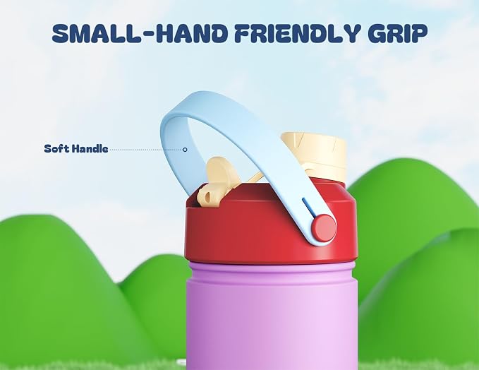 12 oz Kids Water Bottle for School: 2-in-1 Straw Spout Lid, Keep 24H Cold - Image 5