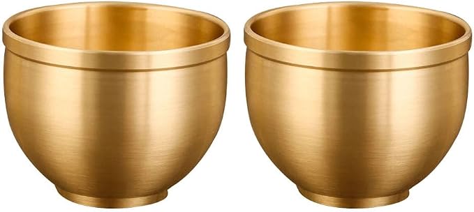Vintage Teacup Set 2 Pack 2Oz Antique Brass Tea Cups Small Retro Teacups by CATIEBYE