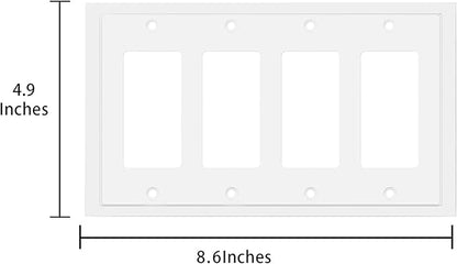 Henne Bery Modern Edge Decorative Wall Plate Switch Plate Outlet Cover, Durable Solid Zinc Alloy (Quad Decorator, White)
