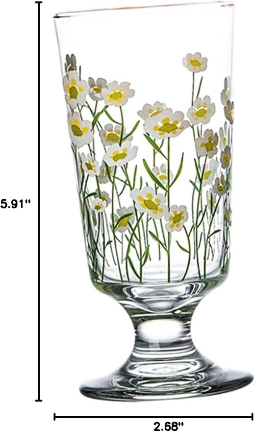 Daisy Set Vintage Romantic Glasses Cup Floral Glassware Daisy Drinking Glasses - Image 10