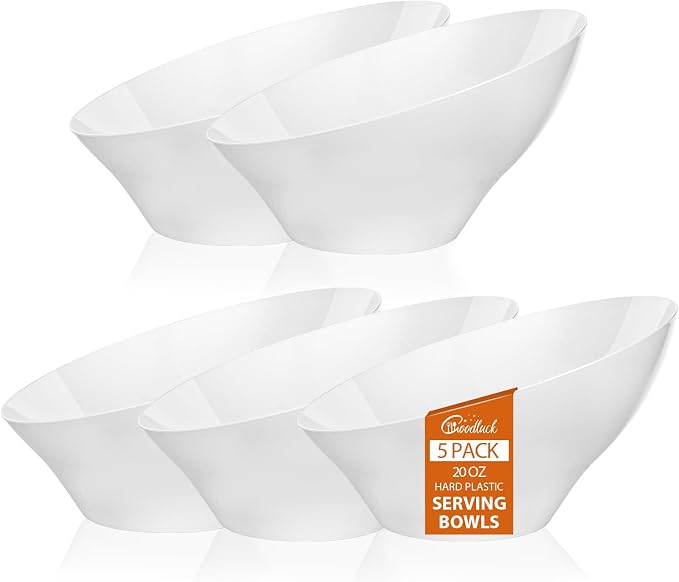5 Pack white Plastic Serving Bowls by GoodLuck