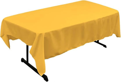 LA Linen Polyester Poplin Washable Rectangular Tablecloth, Stain and Wrinkle Resistant Table Cover 60x102, Fabric Table Cloth for Dinning, Kitchen, Party, Holiday 60 by 102-Inch, Yellow Dark
