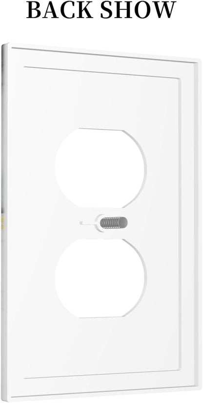 Outlet Covers Gray/Gold Marble Abstract Modern Luxury 1 Gang Duplex Light Switch Cover Plate Decorative Wall Plates Electrical Switchplate Receptacle for Bathroom Bedroom Decor（2 Pack）