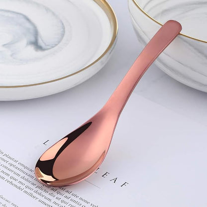 Thick Heavy Duty Soup Spoons, Stainless Steel Polished Asian Rice Table Spoon - Image 3