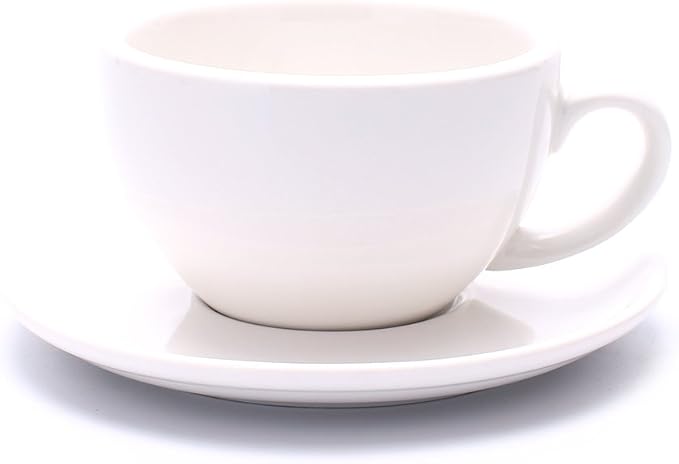 Coffeezone Latte Art Ceramic Cup and Saucer Cappuccino Fine Porcelain, Mate by Coffeezone
