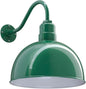 Steel Lighting Co. Hollywood Bowl Light | Outdoor Wall Mounted | 15 inch Bowl Dome | 16 inch Gooseneck | Barn Light Made in America | Green Exterior/White Interior