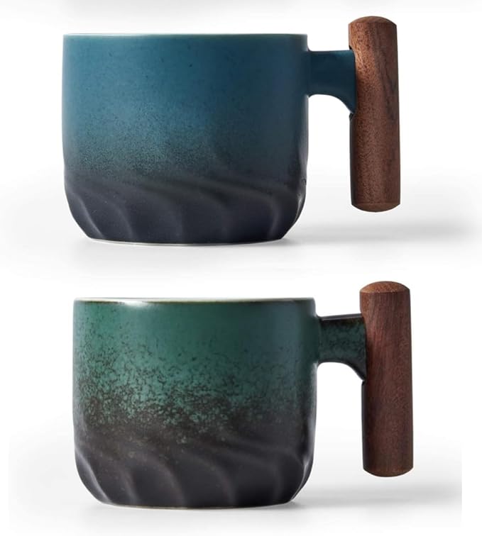 Ceramic Espresso Cups with Wooden Handle Espresso Shot Cups Ceramic Tea Cups by BlogBlog