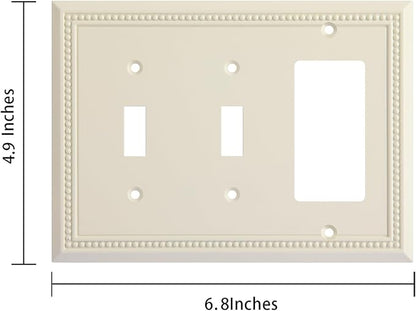Henne Bery Sunken Pearls Heavy Duty Decorative Wall Plate Switch Plate Outlet Cover (Double Toggle/Single Decorator, Light Almond)