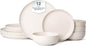 12-Piece Matte White Dinnerware Set,Stoneware Dinnerware for 4, Microwave & Dishwasher Safe, Stackable Design for Kitchen and Dining - Plates and Bowls