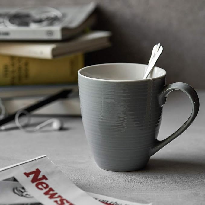 DOWAN Coffee Mugs, 17 Oz Coffee Mug Set of 6, Corrugated Tea Mugs - Image 6
