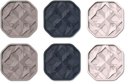 UMIRRO Silicone Cup Coasters for Drinks with Tailored Holder, Coffee Table Centerpiece, Modern Home Bar or Aesthetic Kitchen Essentials, Blue House Decor Gifts, Set of 6, Moonlit Beach