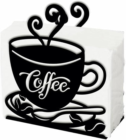 SUPERDANT Coffee Cup Napkin Holder for Tables Coffee Metal Kitchen Napkin Holder Vintage Tabletop Tissue Stand Rustic Cloth Napkins Holders Farmhouse Restaurants Hotel Party Table Decor